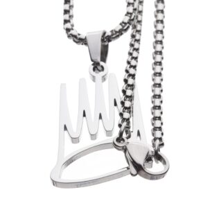 Ridetoxjx Crown Pendant Chain Necklace (Silver)