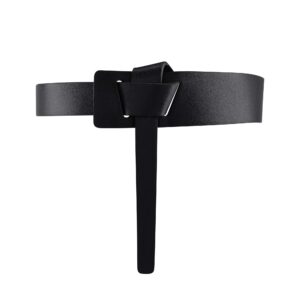 chic diary women fashion knot belt for dress jeans pu leather tie waist belt no buckle cinch belt (black)