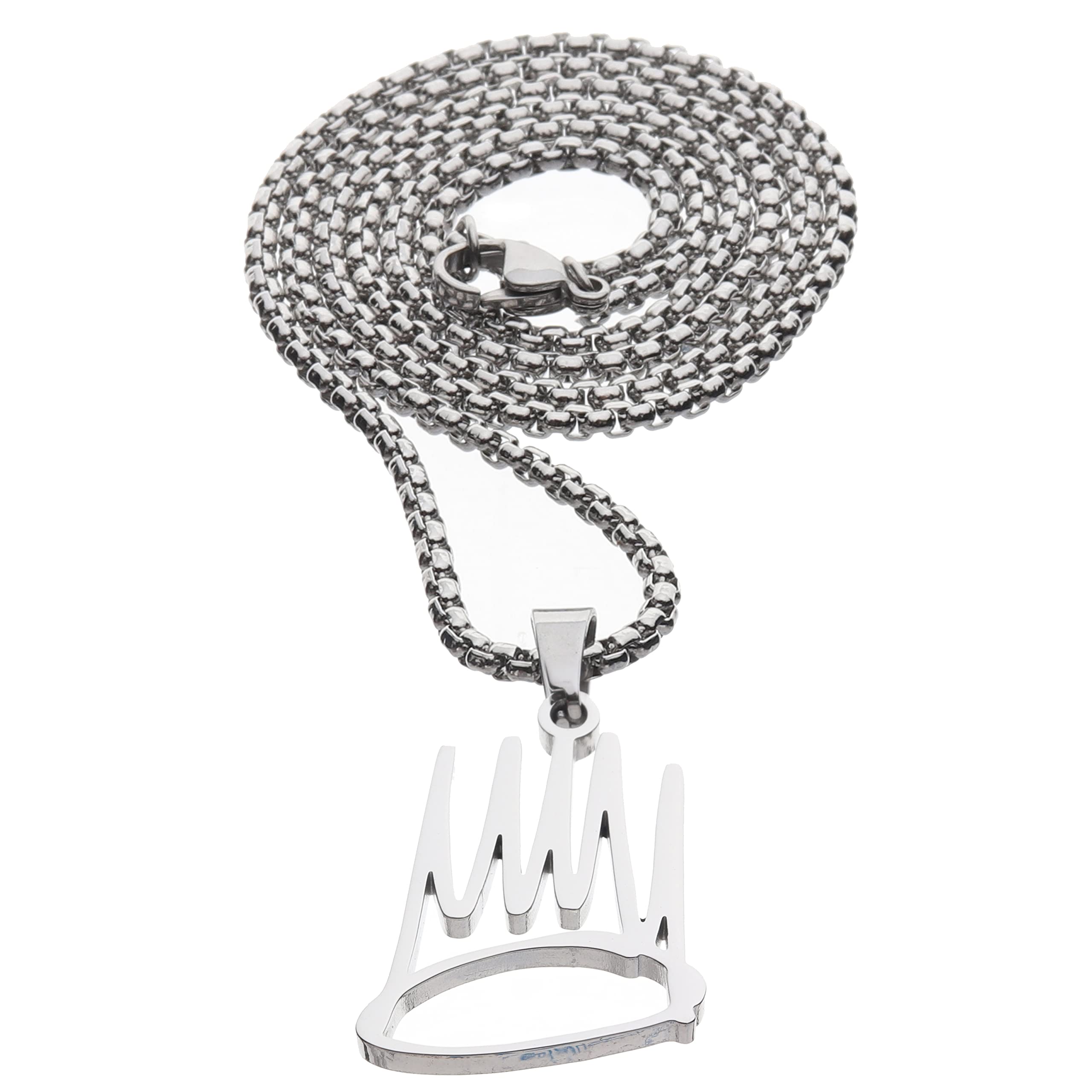 Ridetoxjx Crown Pendant Chain Necklace (Silver)