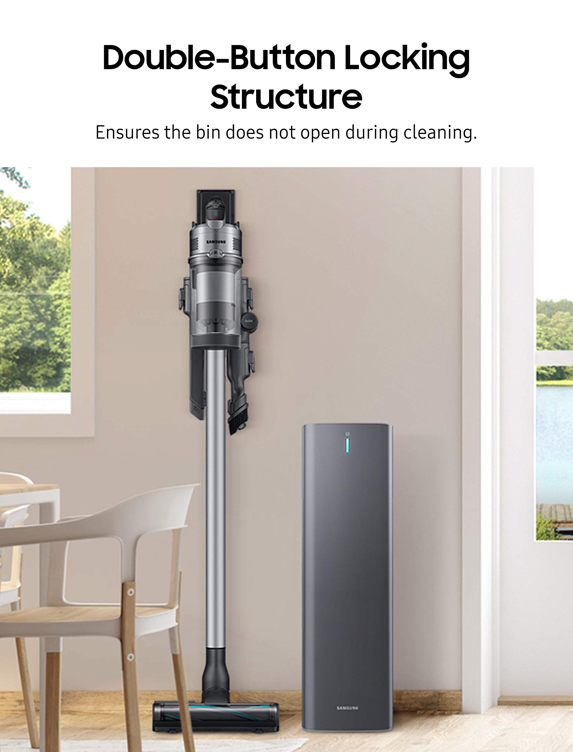 Samsung Jet Stick Cordless Vacuum Clean Station, Dust Disposal with Hygienic Cleaning Filter, VCA-SAE903/AA, 2021, Silver