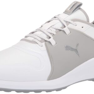 PUMA mens Ignite Fasten8 Pro Golf Shoe, Puma White-puma Silver-high Rise, 9.5 US