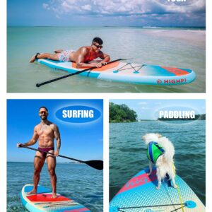 HIGHPI Inflatable Stand Up Paddle Board 11'x33''x6'' Premium SUP W Accessories & Backpack, Wide Stance, Surf Control, Non-Slip Deck, Leash, Paddle and Pump, Standing Boat for Youth & Adult