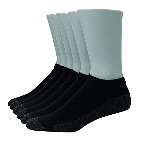 Hanes Ultimate Men's Ultra Cushion FreshIQ Odor Control with Wicking Low Cut Socks, 6-Pair Pack, Black, 6-12