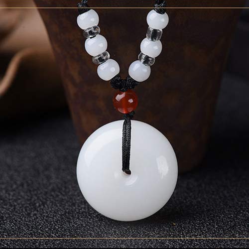 Fuqimanman2020 2pcs 25mm Circle Donut Healing Crystals Necklace Lucky Coin Pendant Necklace Chinese Style Adjustable Rope