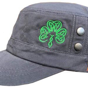 Lucky Irish St Patrick's Day Womans Short Brim Baseball Hat Featuring a Celtic Design Green Shamrock (Gray w/Green Shamrock)