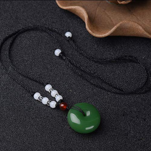 Fuqimanman2020 2pcs 25mm Circle Donut Healing Crystals Necklace Lucky Coin Pendant Necklace Chinese Style Adjustable Rope