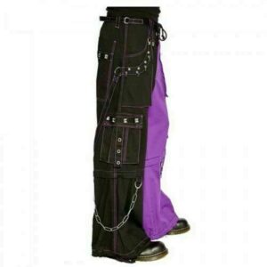 Gothic Bondage Men Pant Alternative Punk Rock Purple/Black Emo Trouser Pant Shorts/USA (Small)