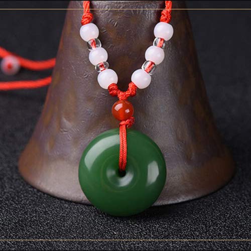 Fuqimanman2020 2pcs 25mm Circle Donut Healing Crystals Necklace Lucky Coin Pendant Necklace Chinese Style Adjustable Rope