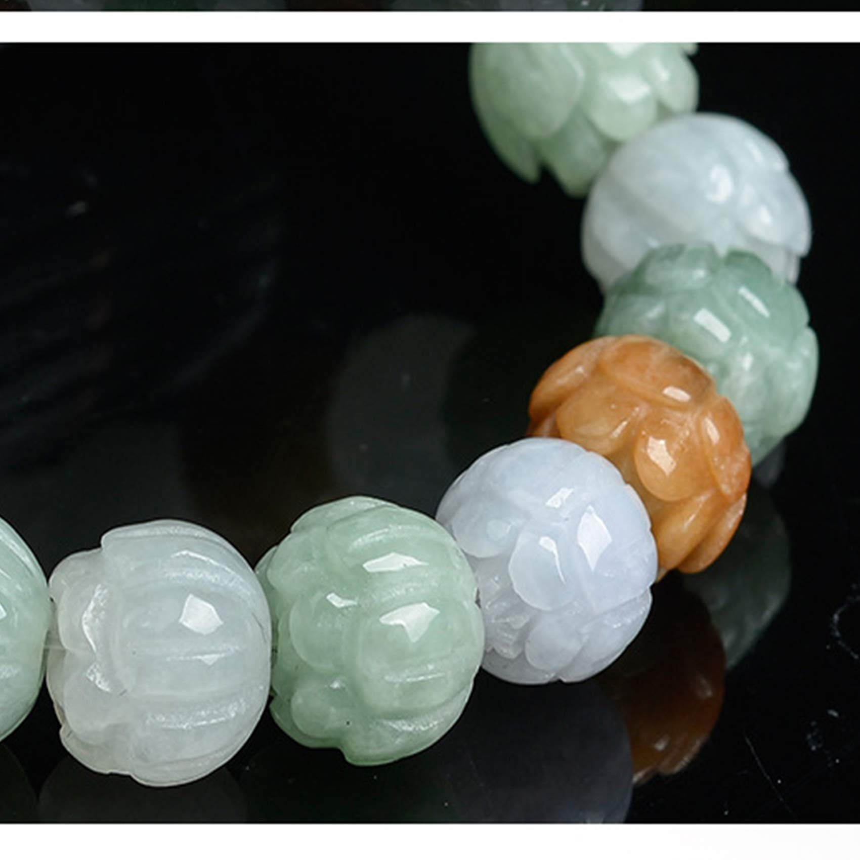 Feng Shui Natural Jade Bracelet Carved Lotus Jade Unisex Bracelet Beads Bangle for Women Attract Wealth And Good Luck Strong Talisman