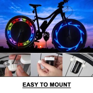 Solhice 2 Tire Rechargeable LED Bike Wheel Lights, Waterproof Bicycle Spoke Lights, 30 Patterns Cycling Tire Lights for Kids Adults Night Riding