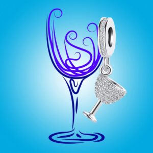 MZC Jewelry Pave Cocktail Wine Glass Cup Charm Women Wife Dangle Beads Charm for Mom Snake European Pandora Bracelets