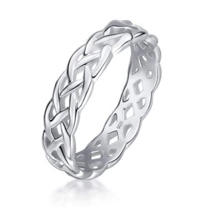 Amberta Women's 925 Sterling Silver Ring Celtic Knot Design Eternity Band: Inside Circumference 48 mm - Size 4.25