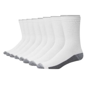 Hanes Ultimate Men's 8-Pack Ultra Cushion FreshIQ Odor Control with Wicking Crew Socks, pack of 8,White