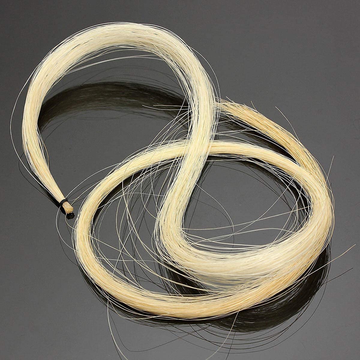 KAIY 2 Hanks Mongolian Horse Bow Hair for Violin, Professional Violin Bow Hair Made of Genuine, 29.5 Inch Natural White