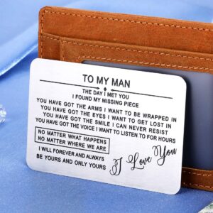 to My Man Wallet Insert Card Valentines Day Gifts for Boyfriend Him Birthday Husband Anniversary for Fiance Groom Wedding Engagement Mini I Love You Note Christmas Stocking Stuffers from Girlfriend