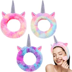 3 Pieces Unicorn Headbands Unicorn Makeup Headband Spa Headband Cute Shower Hairband for Women Girls Washing Face, Makeup, Sports, Yoga, Spa