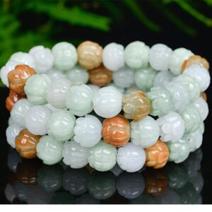 Feng Shui Natural Jade Bracelet Carved Lotus Jade Unisex Bracelet Beads Bangle for Women Attract Wealth And Good Luck Strong Talisman