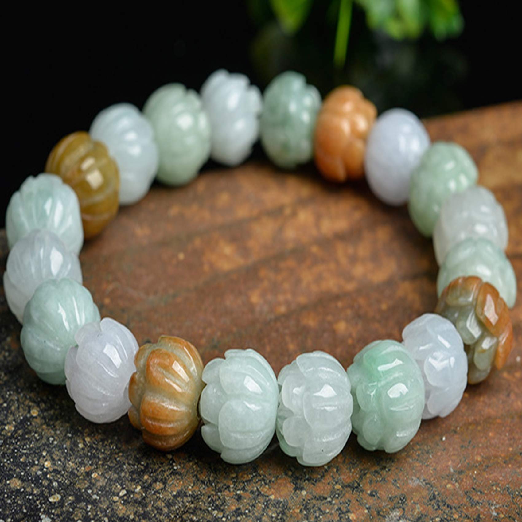 Feng Shui Natural Jade Bracelet Carved Lotus Jade Unisex Bracelet Beads Bangle for Women Attract Wealth And Good Luck Strong Talisman