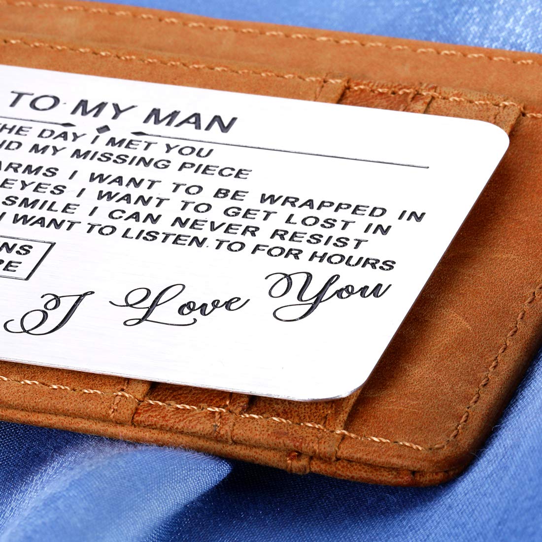 to My Man Wallet Insert Card Valentines Day Gifts for Boyfriend Him Birthday Husband Anniversary for Fiance Groom Wedding Engagement Mini I Love You Note Christmas Stocking Stuffers from Girlfriend