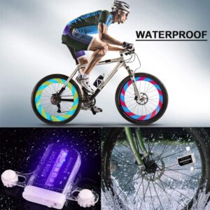 Solhice 2 Tire Rechargeable LED Bike Wheel Lights, Waterproof Bicycle Spoke Lights, 30 Patterns Cycling Tire Lights for Kids Adults Night Riding