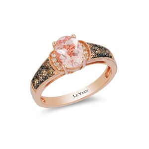 LE VIAN 1/4 Carat Diamond and 0.90 Carat Oval Morganite Milgrain Ring for Women in 14k Rose Gold (Fancy Brown/H-I, SI1-SI2, cttw) Promise Anniversary Ring Size 8.5 by LeVian