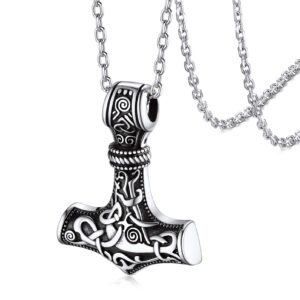 silvora norse viking jewelry thor's hammer necklace sterling silver vintage celtic knot pendant jewelry for women men