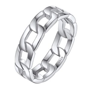 silvora sturdy man ring 925 sterling silver knot cuban link chain jewelry women band stacking rings size 9