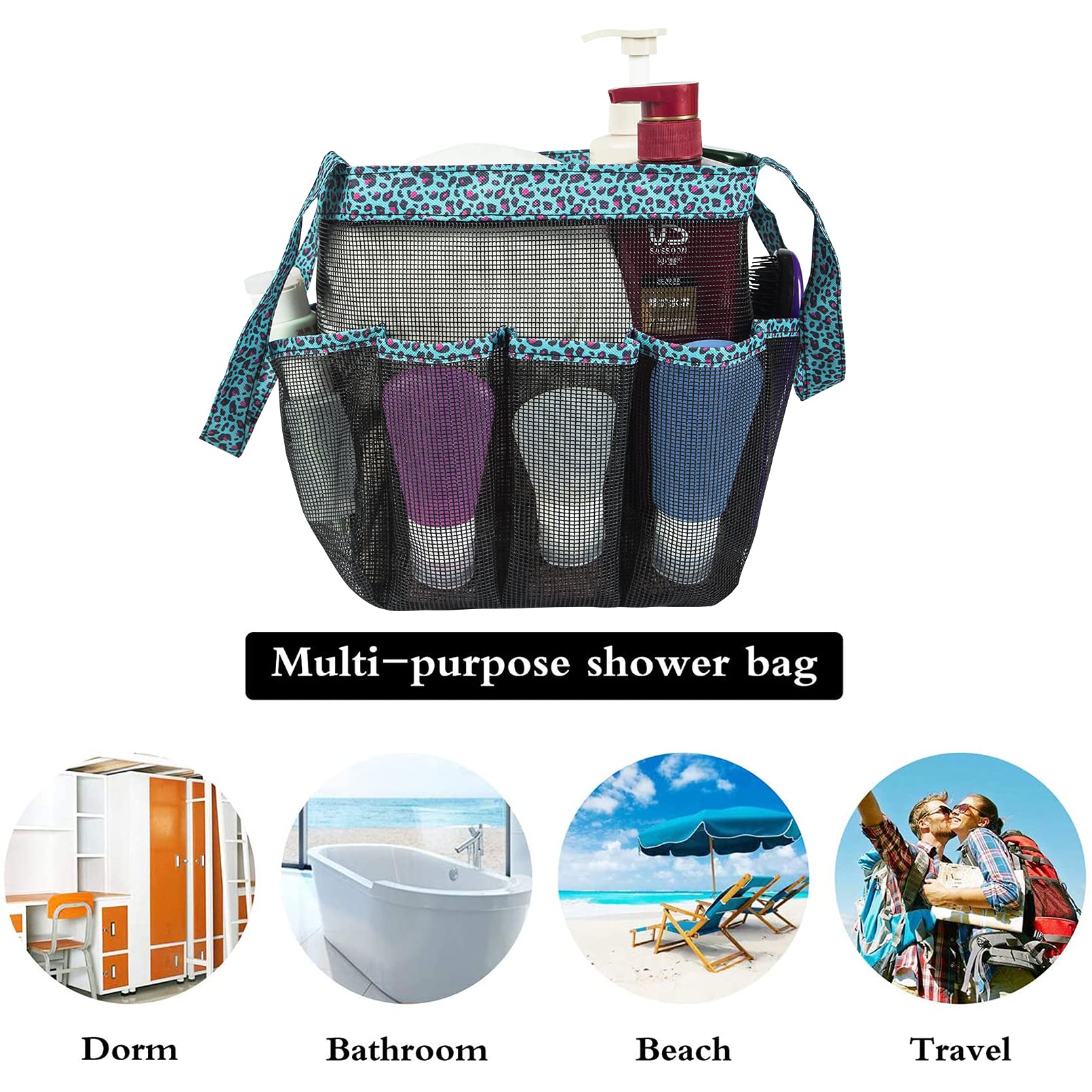 Attmu Mesh Shower Caddy Portable, Quick Dry Hanging Shower Tote Bag for College Dorm Room Essentials, Large Capacity Shower Caddy Dorm for Bathroom Gym Swimming