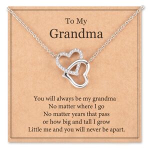 MANVEN Christmas Gifts for Grandma Birthday Necklace Nana Gigi Grandmother from Granddaughter Interlocking Heart Necklace