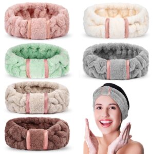 DOOBO 6pcs Microfiber Hairband, Fluffy Face Wash Headbands for Women, Spa Headbands for Skin Care, Yoga, Running, Exercise, Absorbent & Comfortable