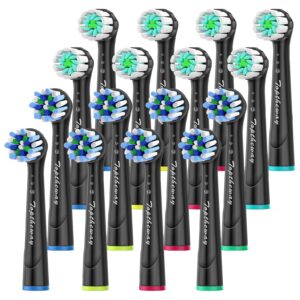 Toptheway Replacement Toothbrush Heads Compatible with Oral B Braun Pro 1000 Cross Action Precision Clean 7000 9600 500 3000 8000 Electric Toothbrush, 16 Pack (Black)