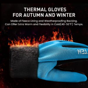 FINGER TEN Winter Running Gloves Men Ladies Women for Cold Weather with Grip Lightweight Touchscreen Warm Gloves with Headband for Walking Driving Cycling Hiking (Blue, X-Large)