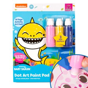 horizon group usa baby shark dot art pad, paint and decorate a baby shark coloring book with 18 pages, includes 3 dot markers for less-mess painting, baby shark art set, baby shark arts and crafts