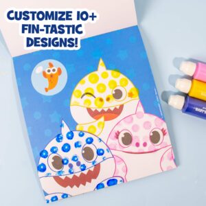 Horizon Group USA Baby Shark Dot Art Pad, Paint and Decorate a Baby Shark Coloring Book with 18 Pages, Includes 3 Dot Markers for Less-Mess Painting, Baby Shark Art Set, Baby Shark Arts and Crafts