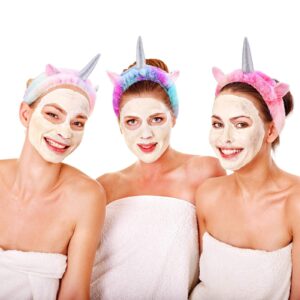 3 Pieces Unicorn Headbands Unicorn Makeup Headband Spa Headband Cute Shower Hairband for Women Girls Washing Face, Makeup, Sports, Yoga, Spa