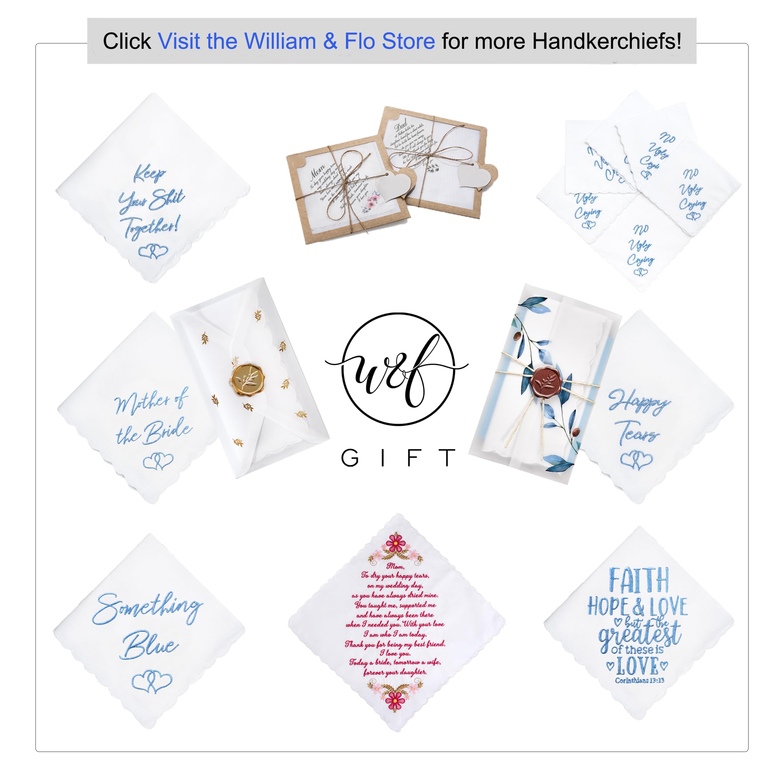 Mother Of The Bride Gifts Something Blue For Bride On Wedding Day Handkerchief I Happy Tears