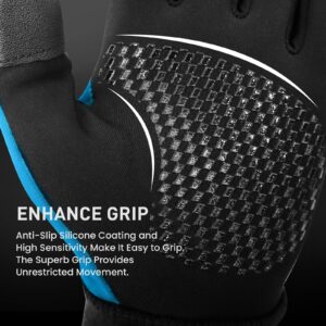 FINGER TEN Winter Running Gloves Men Ladies Women for Cold Weather with Grip Lightweight Touchscreen Warm Gloves with Headband for Walking Driving Cycling Hiking (Blue, X-Large)