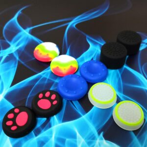 Skin for PS5 Controller Grips, Silicone Case Cover for Playstation 5 Anti-Slip Protector with 10pcs Thumb Joysticks Caps (fireworks)