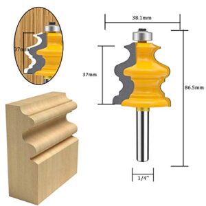 TAIWAIN 1/4 Inch Shank Router Bits, Architectural Cabinet Woodwork Milling Trimming Groving Cutter, Wood Miter Carbide CNC Cutting Tool for Doors&Tables Shelves DIY Woodwork(F-Line)