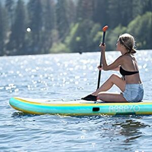 Abrazo Namaste Yoga Inflatable Stand Up Paddle Board for Adults - with Non-Slip Yoga Mat Surface, Includes SUP Accessories: Paddle, Patch Repair Kit, Hand Pump, SUP Leash, and SUP Backpack