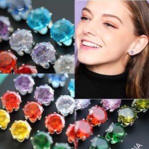 Spiritlele 12 Pairs Colors Cubic Zirconia Magnetic Earrings Clip on Non Piercing Earrings Set Unisex (Six Prong Cytal)