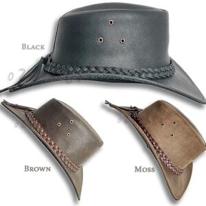 Oztrala Oiled Leather Hat Australian Outback Western Jacaru Cowboy WO HL11 US Brown