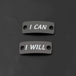 ENSIANTH I Can I Will Shoe Lace Tag I Can I Will Trainer Tags Fitness Inspirational Gift Motivational Runners Gift (I Can I Will Shoe Tag black)