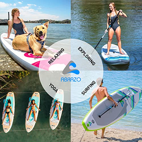 Abrazo Namaste Yoga Inflatable Stand Up Paddle Board for Adults - with Non-Slip Yoga Mat Surface, Includes SUP Accessories: Paddle, Patch Repair Kit, Hand Pump, SUP Leash, and SUP Backpack