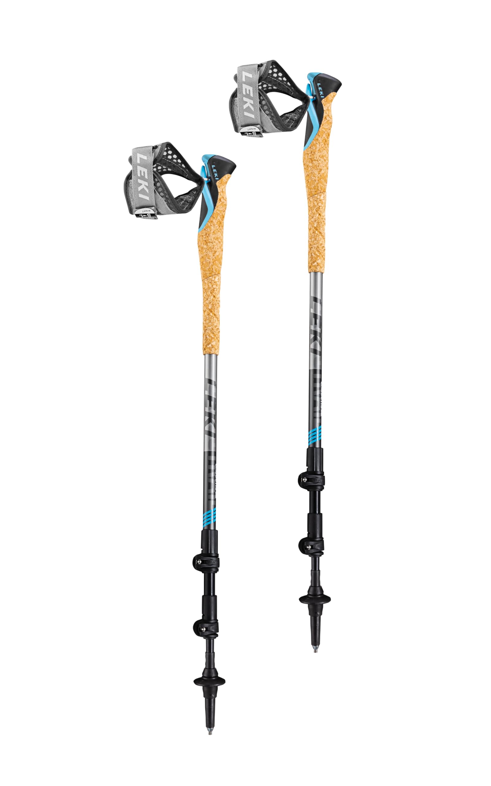 LEKI Cross Trail 3 TA Aluminum Adjustable Lightweight Walking Poles for Trekking & Hiking - Black-Blue-Anthracite - 110-135 cm