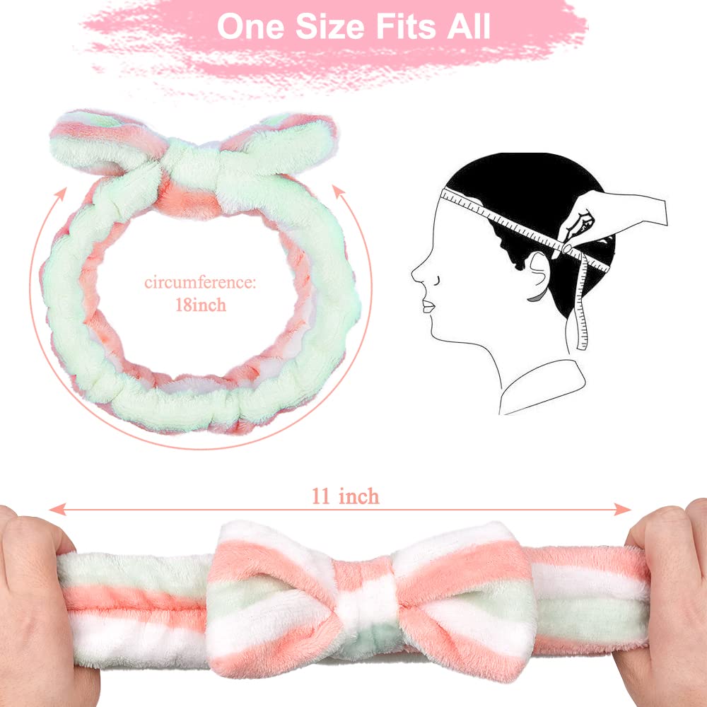 IKOCO Makeup Headband, 4Pcs Spa Headband for Washing Face, Soft Bow Skincare Headbands for Women Girls