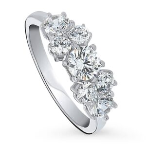 berricle sterling silver flower cubic zirconia cz fashion ring for women, rhodium plated size 9