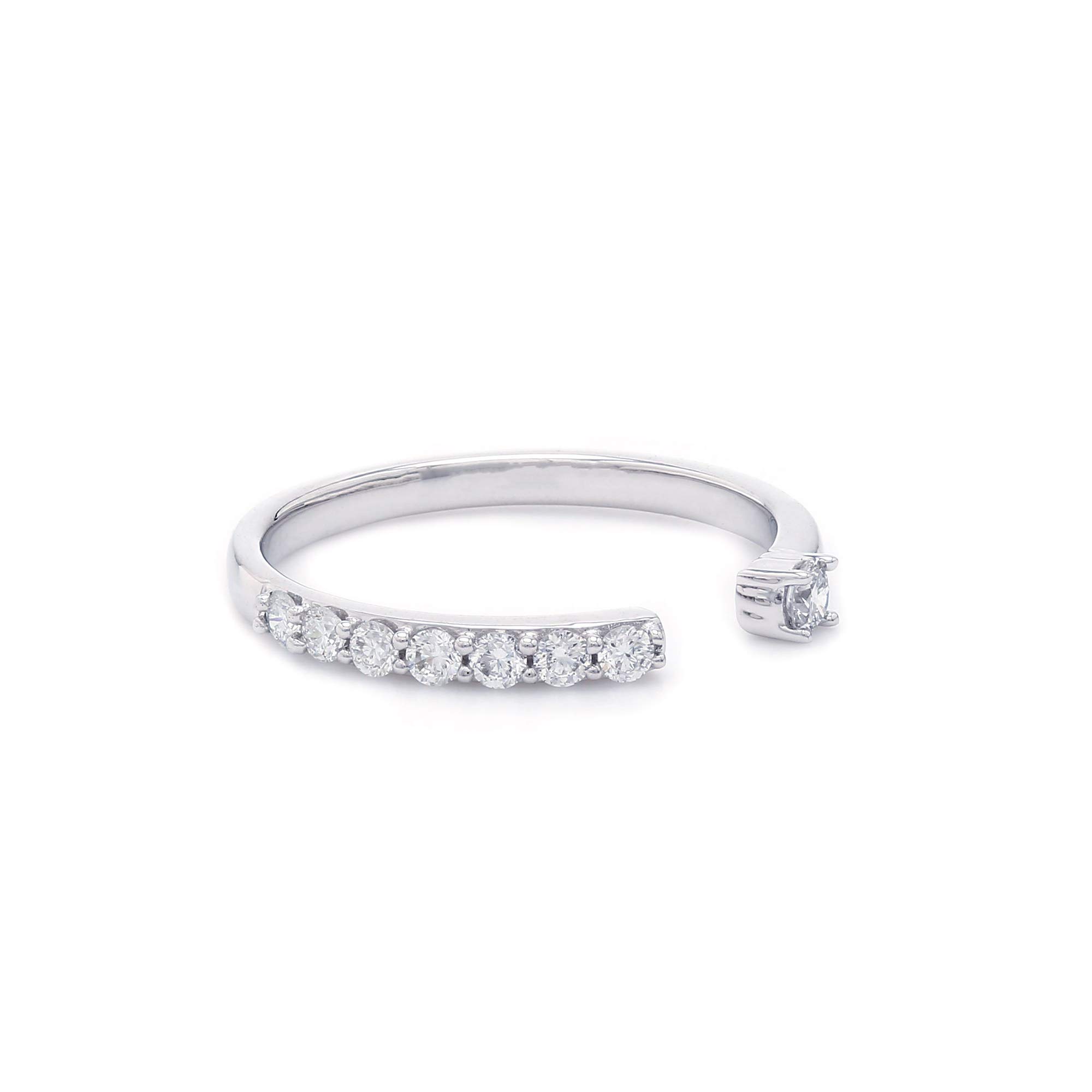 14k White Gold Lab-Grown Diamond Wedding Band Open Ring (1/3 cttw, F-G Color, VS-SI Clarity) Size 7