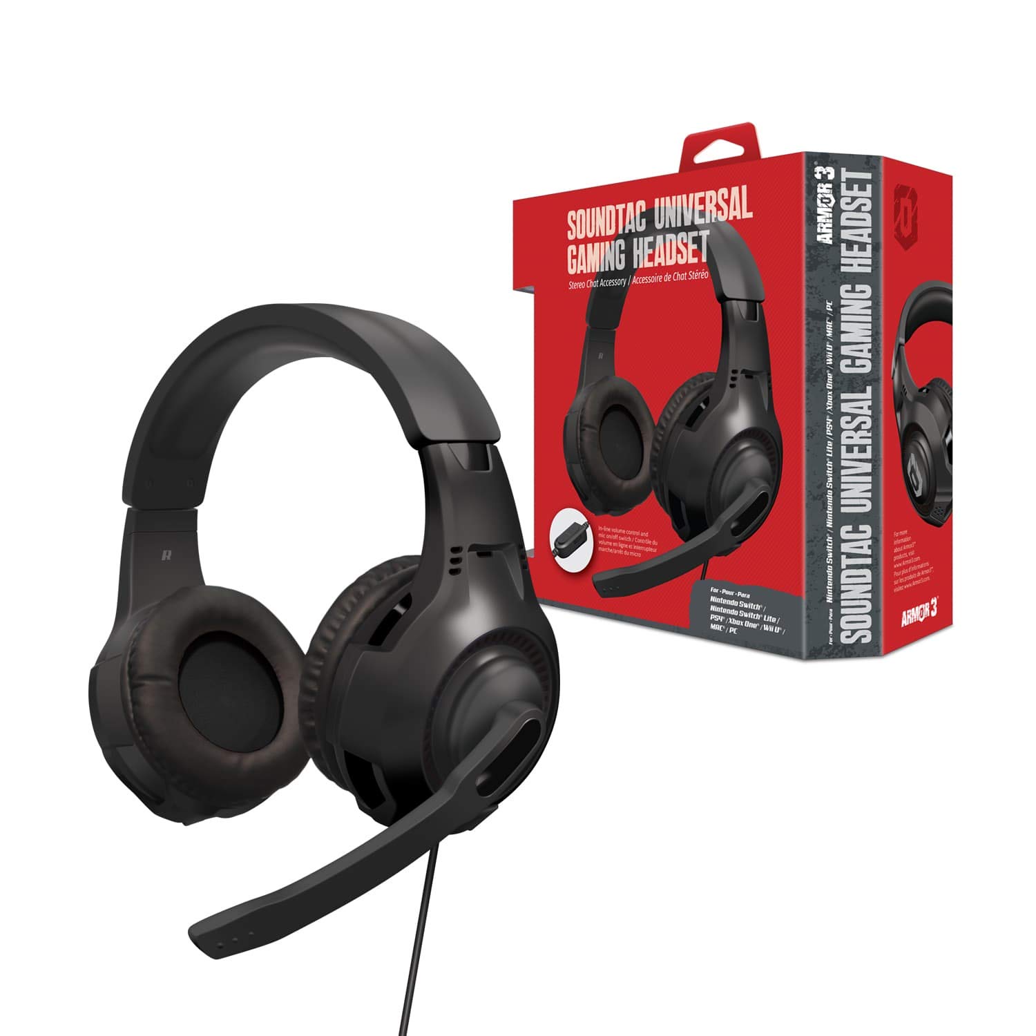 Armor3 "Soundtac" Universal Gaming Headset (Black) for Xbox Series X/Xbox Series S/Nintendo Switch/Lite/ PS4/ PS5/ Xbox One/Wii U/PC/Mac - Nintendo Switch