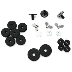 Longdex 21PCS Cymbal Replacement Accessories Cymbal Felt Pads Hi-Hat Clutch Felt Hi Hat Cup Felt Cymbal Sleeves with Base Wing Nuts and Washers